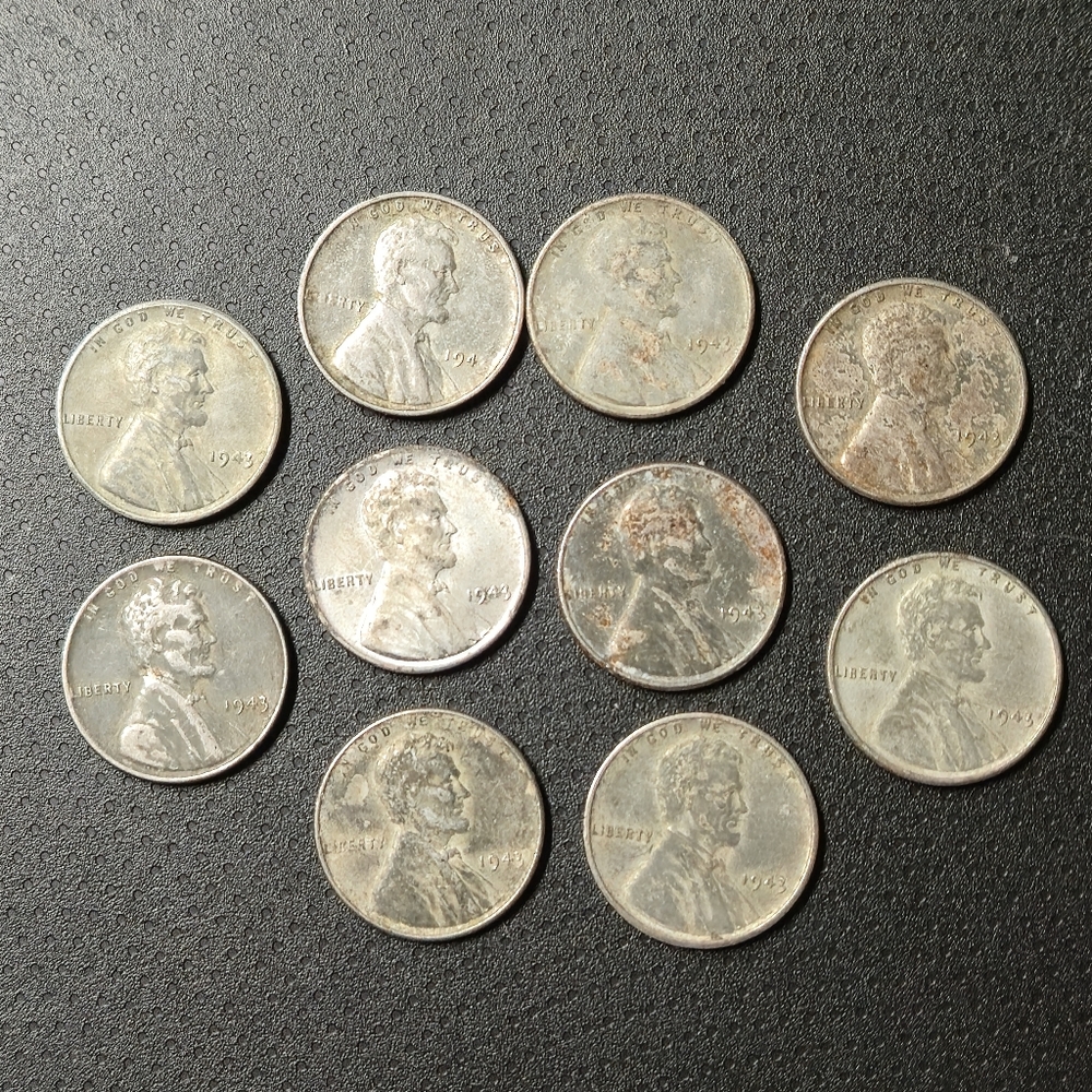 1943 Licoln Steel Pennies Rare WWII cents (Lot of 10!)